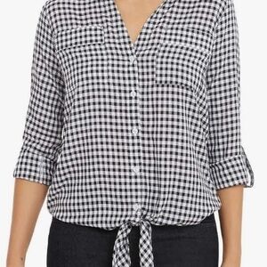 Jones New York Black and White Checkered Women's Top